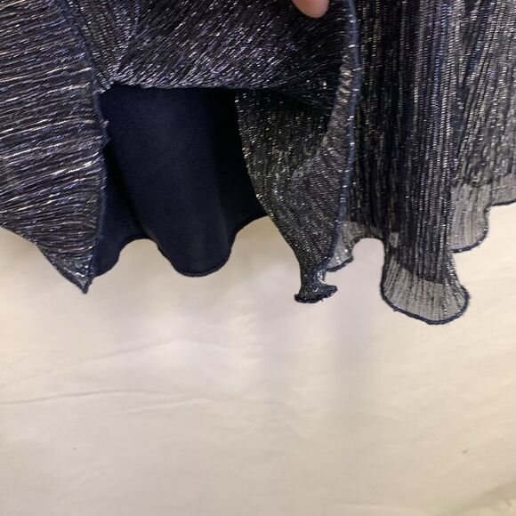 Enfocus Studio Navy and Silver Micro Pleated High Neck Sleeveless Dress Size 6 - Picture 10 of 14